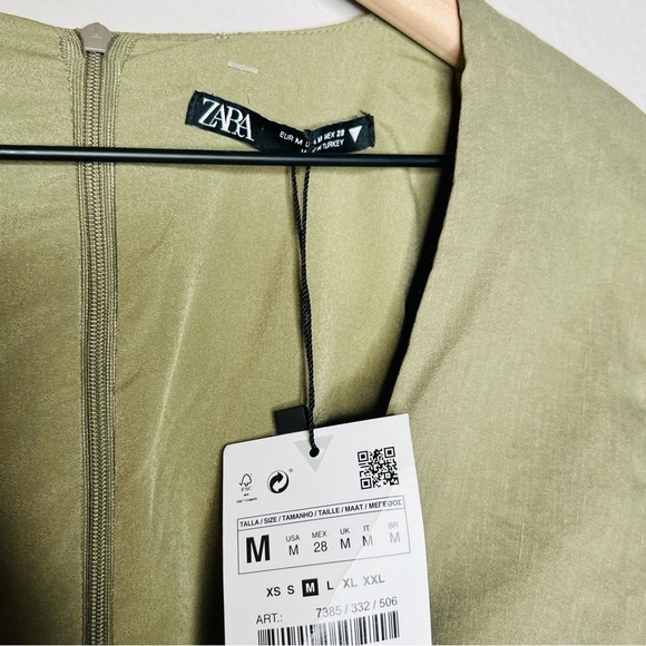 Zara linen Olive Mini Dress - Picture 3 of 4